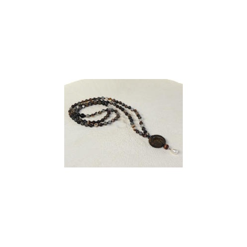 Mala 108 Perlen Kette braun schwarz