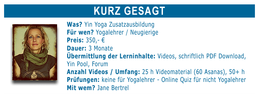 Yin Yoga Zusatzausbildung Online mit Jane